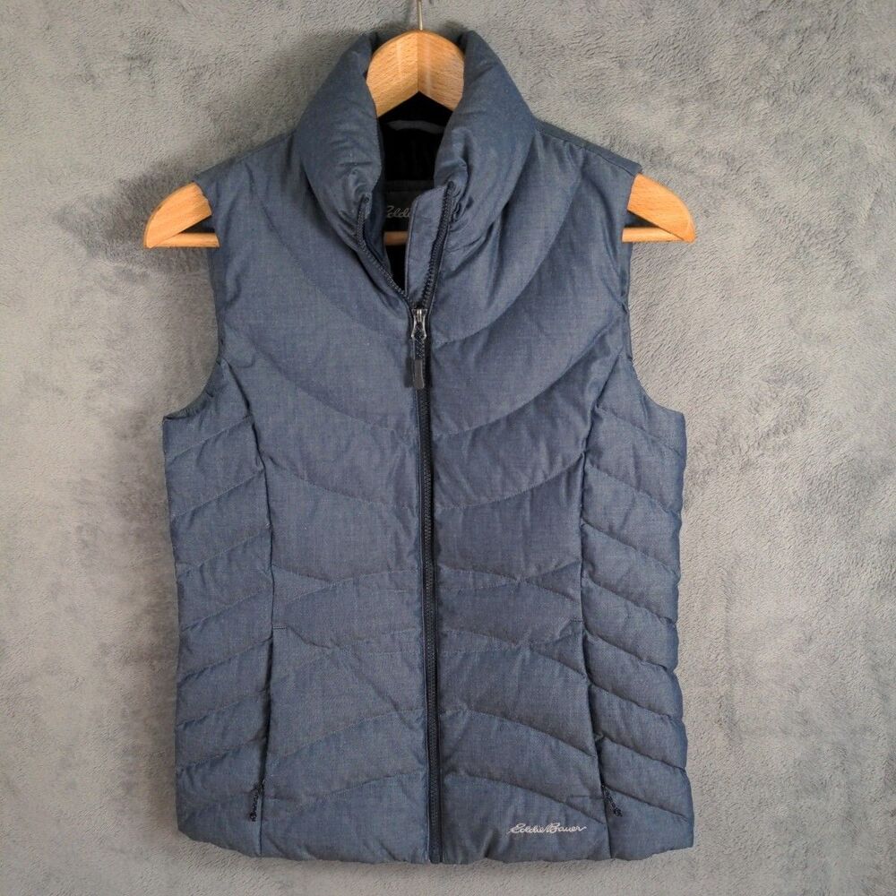 Eddie Bauer EB650 Down Filled Puffer Vest Denim Blue Size XS Classic Gorpcore